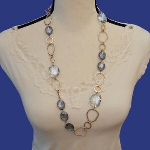ALI and BIRD Blue Glass Beaded Freeform Link Chain Necklace
